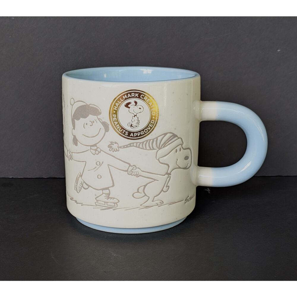 Hallmark Peanuts Charlie Brown Snoopy Lucy Linus Sally Ice Skating Coffee Mug
